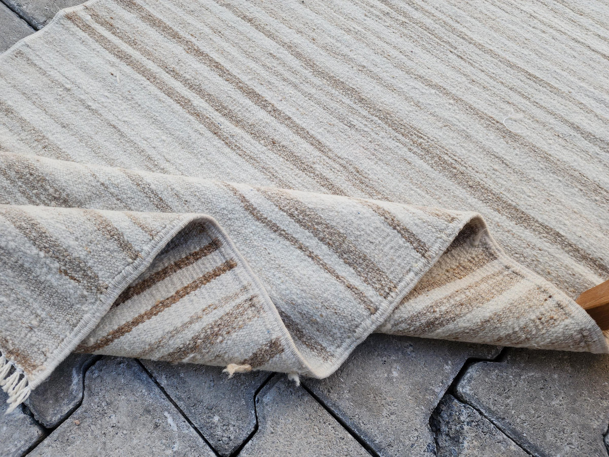 2.7x11, Neutral Wool ,Handwoven Turkish Kilim Runner Rug, Rustic Vintage Kilim