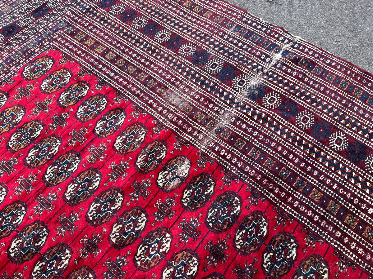 9x12 Red Turkmen Rug: Vintage Wool Area Rug