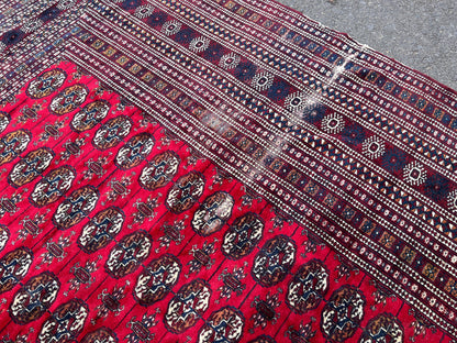 9x12 Red Turkmen Rug: Vintage Wool Area Rug