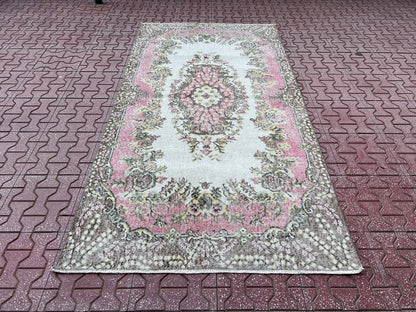 Handwoven Turkish Oushak Rug 4x7: Wool & Cotton Blend