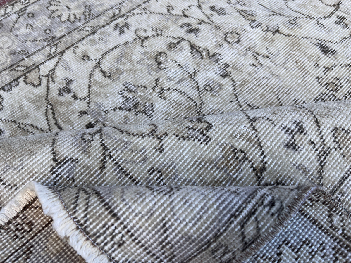 Handwoven Turkish Oushak Rug 4x7: Wool & Cotton Rustic Rug