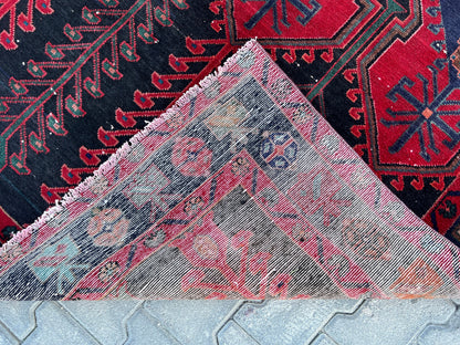 4x8 Wool Heriz Rug: Antique Turkish Area Rug