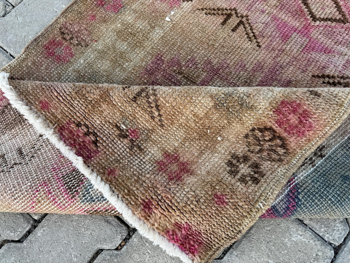 3x11 Handwoven Turkish Wool Runner Rug: Hallway, Bohemian Decor