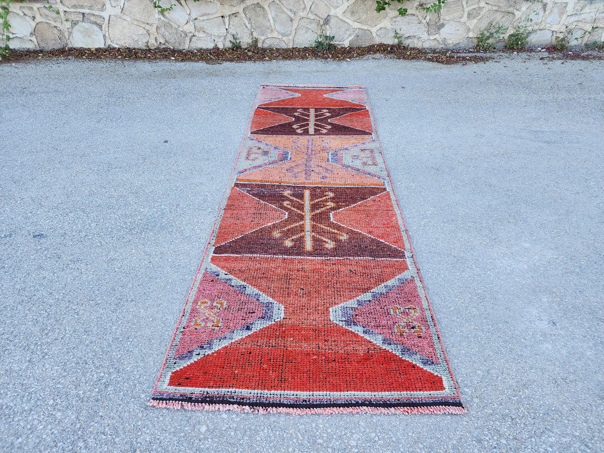 3x9 Natural Runner Rug, Kitchen Home Decor, Hand Knotted Up Cycled Wool