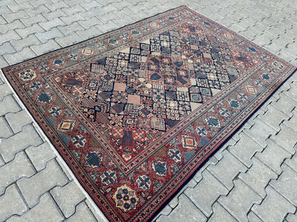 5x7 Antique Turkish Wool Rug: Handcrafted Bohemian Area Rug