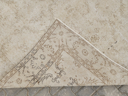 Handwoven Turkish Oushak Rug 5x8: Beige Wool, Rustic Home Decor