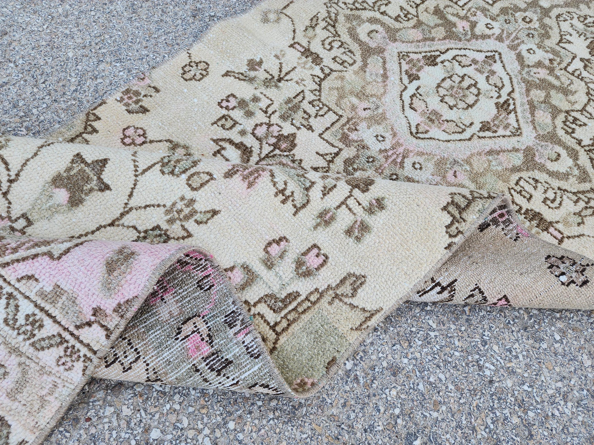 Neutral Runner Rug 2x9: Handwoven Persian Style Farmhouse Decor, Up Cycled Wool