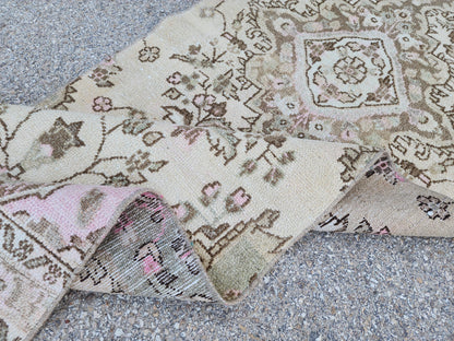 Neutral Runner Rug 2x9: Handwoven Persian Style Farmhouse Decor, Up Cycled Wool