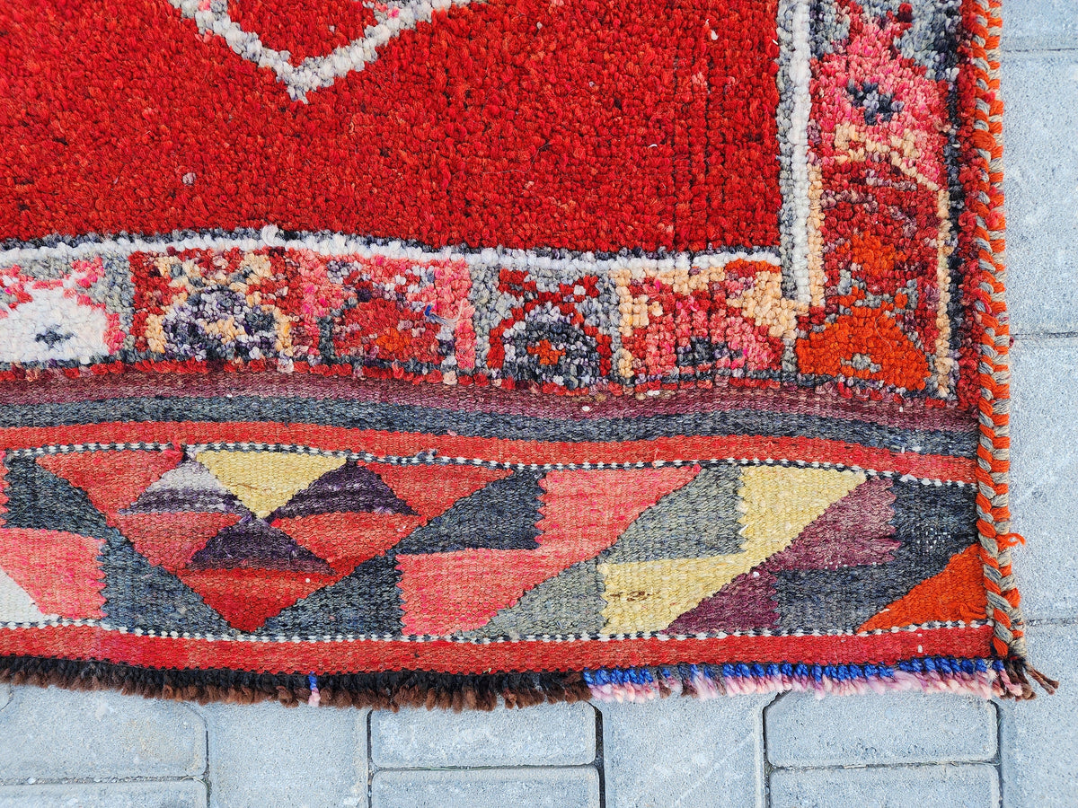 Vintage Herki Wool Runner Rug 3x11: Bohemian Hallway Rug
