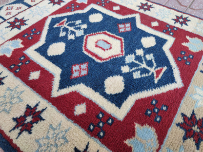 Vintage Handwoven Turkish Rug: Bohemian Oushak Small Rug (2x3)