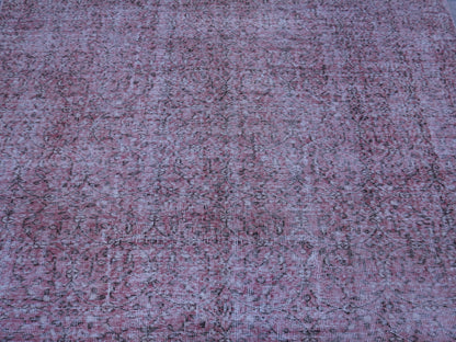 Handwoven Turkish Rug 7x10: Faded Red Wool & Cotton, Dining Room Decor