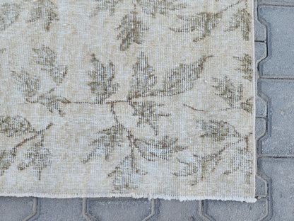 Handwoven Turkish Oushak Rug 3x7: Wool & Cotton Blend
