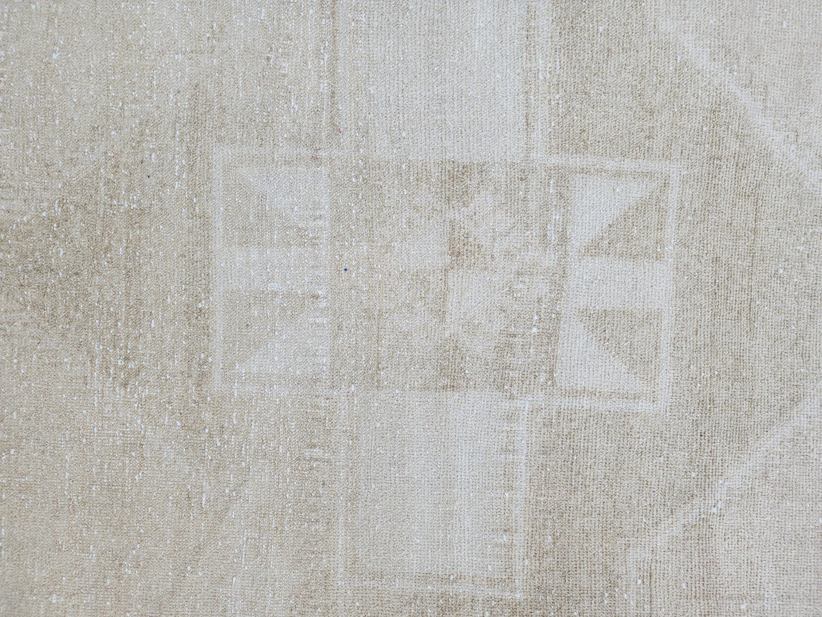 3x11 Neutral Turkish wool Runner: Hand Made Geometric Design
