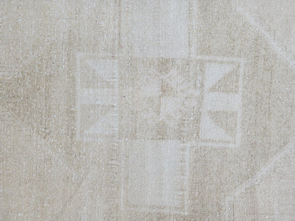 3x11 Neutral Turkish wool Runner: Hand Made Geometric Design
