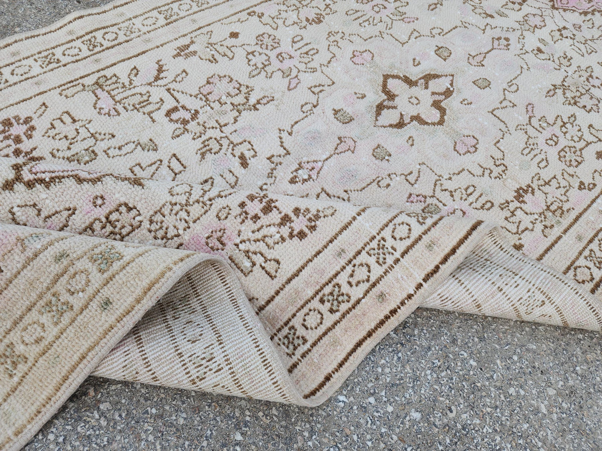 3x9 Neutral Runner Rug, Beige Hand Knotted, Boho Home Decor