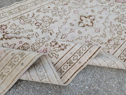 3x9 Neutral Runner Rug, Beige Hand Knotted, Boho Home Decor