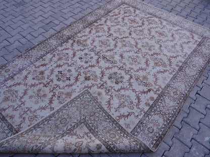 Handwoven Turkish Oushak Rug 6x10: Wool & Cotton Blend