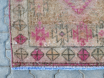 3x11 Hand Made Rustic Rug, Turkish Wool Runner Rug, Hallway Design