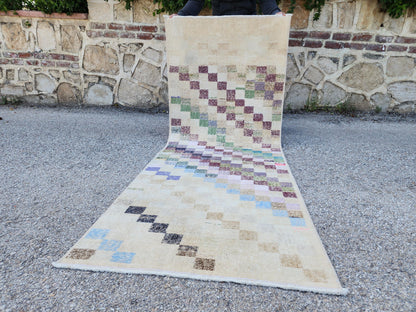 2x7 Turkish Runner Rug: Geometric Farmhouse Hallway Decor, Eco Friendly