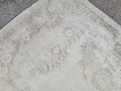 Vintage Oushak Wool Rug 7x11: Handmade Turkish Oriental Carpet, Muted Antique