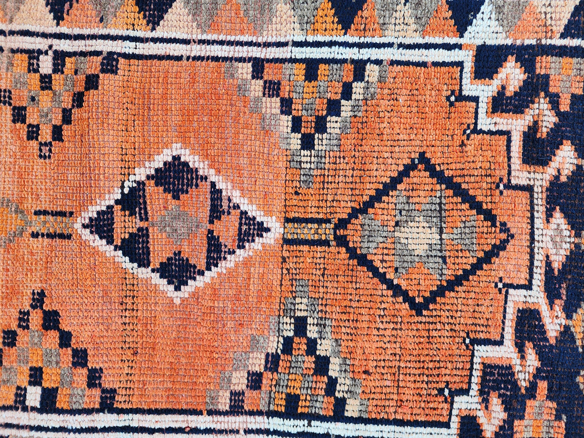 Herki Runner Rug 2x13, Hand Knotted Wool, Oriental Rustic Decor, Eco Friendly, Stair Runner