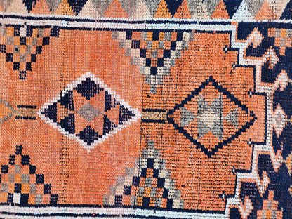 Herki Runner Rug 2x13, Hand Knotted Wool, Oriental Rustic Decor, Eco Friendly, Stair Runner