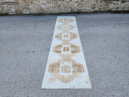 3x13 Handmade Turkish Oushak Runner Rug: Farmhouse Hallway Decor