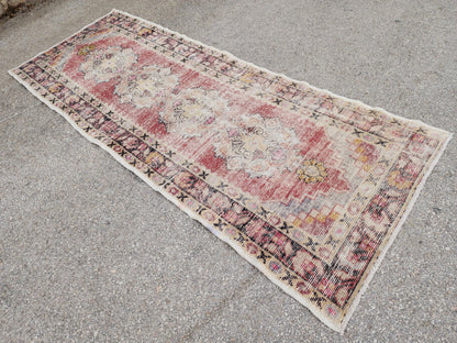 3x8 Vintage Boho Runner Rug, Anatolian Boho Carpet, Kitchen Vintage Hand Made Carpet