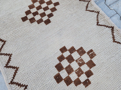 White Herki Rug 3x10: Vintage Bohemian Hallway Runner