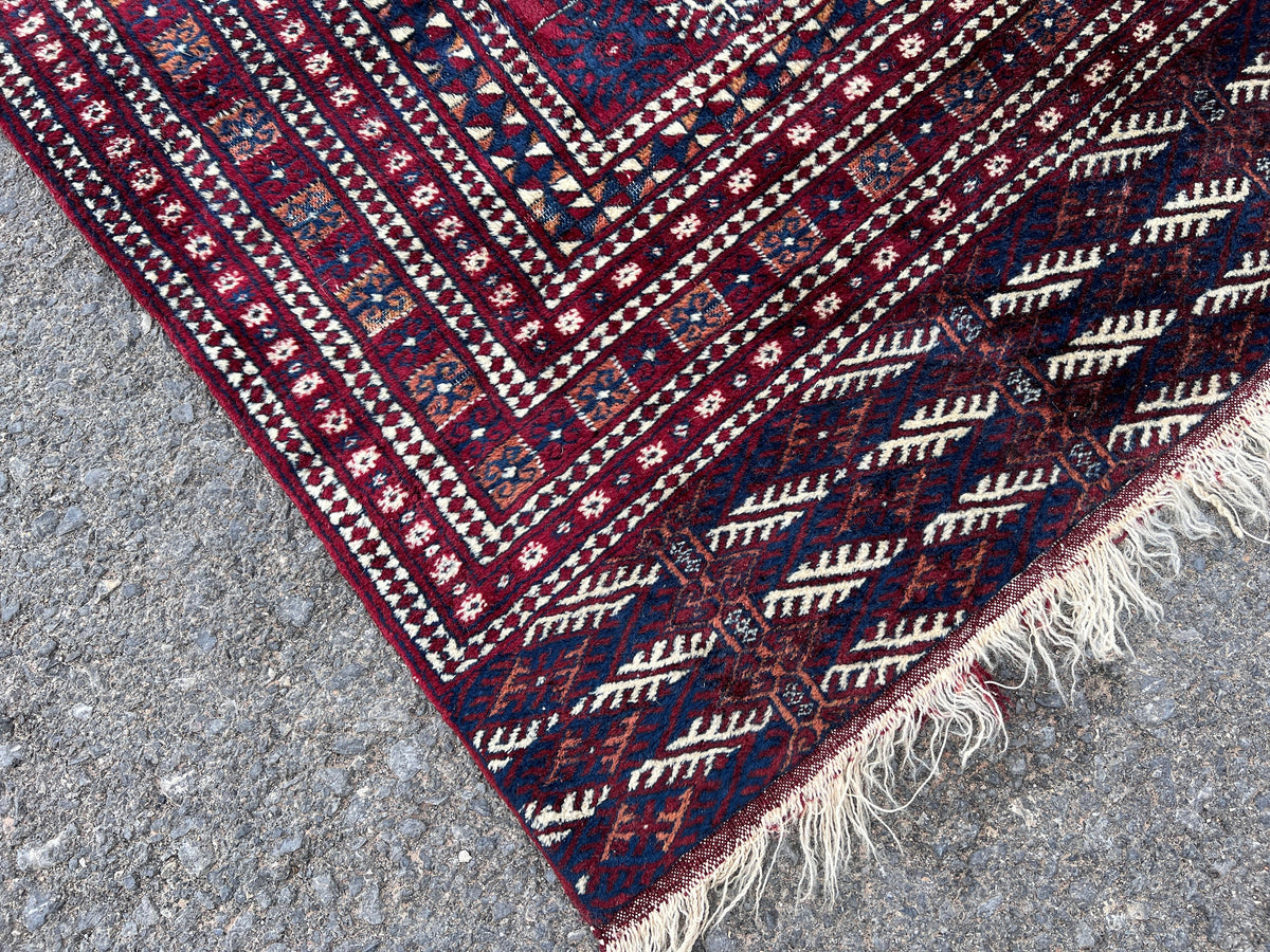 9x12 Red Turkmen Rug: Vintage Wool Area Rug