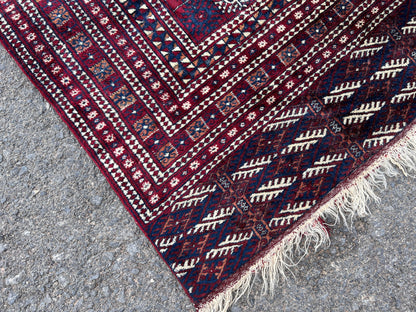 9x12 Red Turkmen Rug: Vintage Wool Area Rug