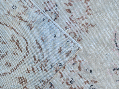 Muted Ivory Turkish Wool Rug 6x10: Semi Antique Neutral Rug