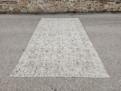 Hand Knotted Wool Oushak Rug 6x10: Ivory Beige Turkish Area Rug