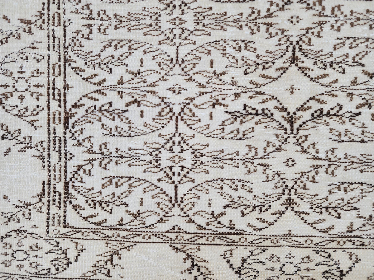 5x9 Oushak Turkish Hand Made Rug, Bohemian Beige and Brown, Rustic Farmhouse Decor Rug
