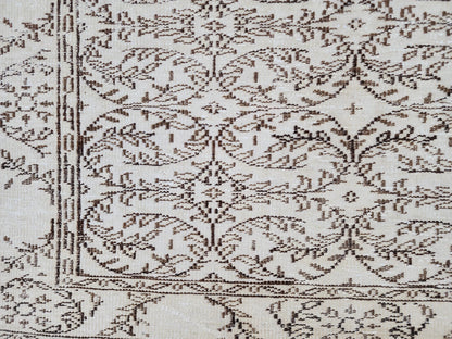 5x9 Oushak Turkish Hand Made Rug, Bohemian Beige and Brown, Rustic Farmhouse Decor Rug