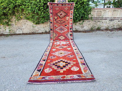 2x10 Herki Runner Rug, Hand Knoted Wool Decor, Hallway Decor, Eco Friendly