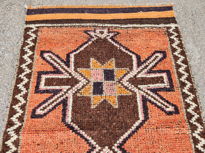 Wool Hand Made Rug 2.7x9.8 ft, Oriental Medium Pile Runner, Hallway Home Decor