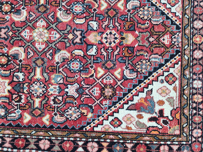Oriental Boho Runner Rug 3x10: Hand Knotted, Red and White