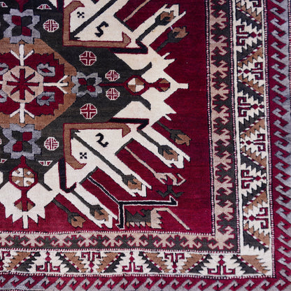 5x6 Vintage Kars Wool Rug: Hand Woven Turkish Area Rug