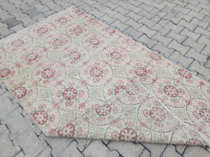 4x7 Handwoven Turkish Oushak Rug: Wool & Cotton Area Rug