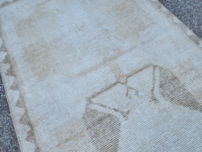 Neutral Wool Runner Rug 3x11: Hand Made Oriental Hallway Decor, Up Cycled Wool