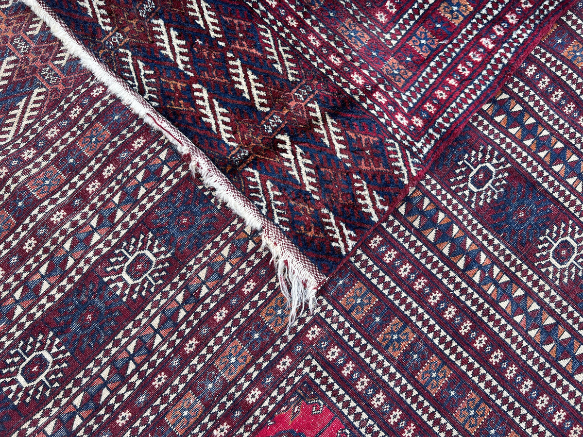9x12 Red Turkmen Rug: Vintage Wool Area Rug