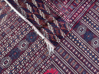 9x12 Red Turkmen Rug: Vintage Wool Area Rug