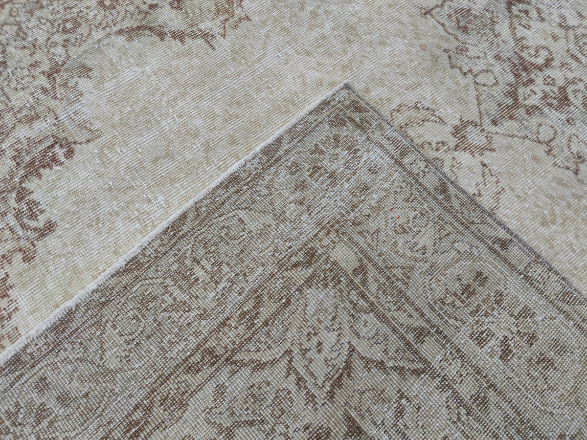 Medallion Area Rug 6x10, Bohemian Rustic Decor, Turkish Hand Knotted Carpet, Beige and Brown