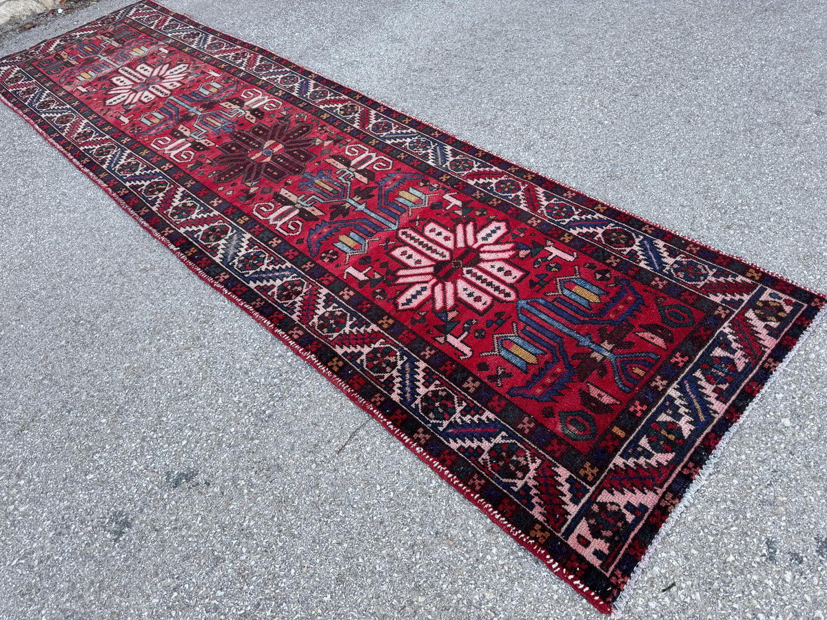 Handmade 3x12 Natural Runner Rug: Boho Hallway Decor, Persian Design