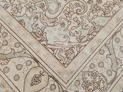 9x12 Neutral Rug, Hand Knotted Medallion Design Carpet, Beige and Brown