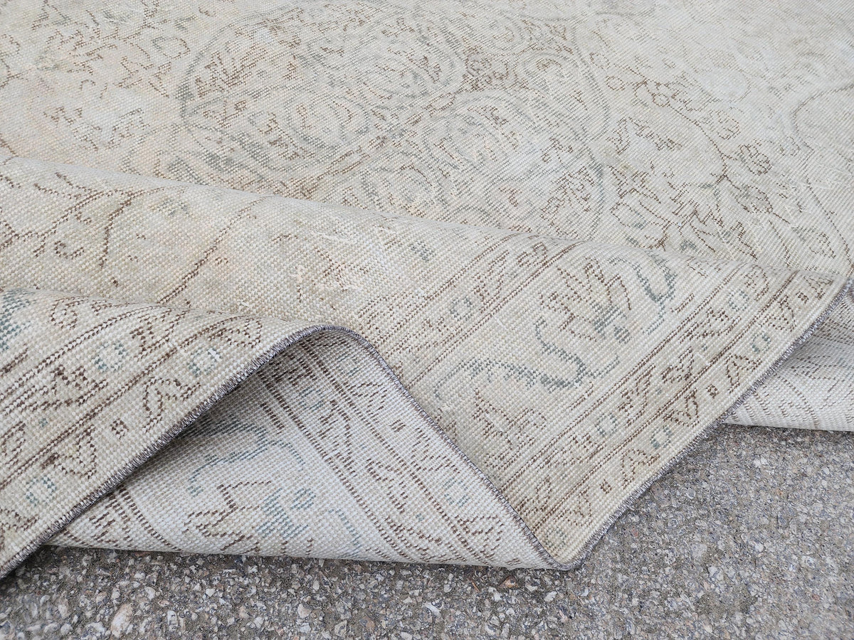 5x9 Neutral Area Rug, Rustic Wool Decor, Living Room Muted Decor