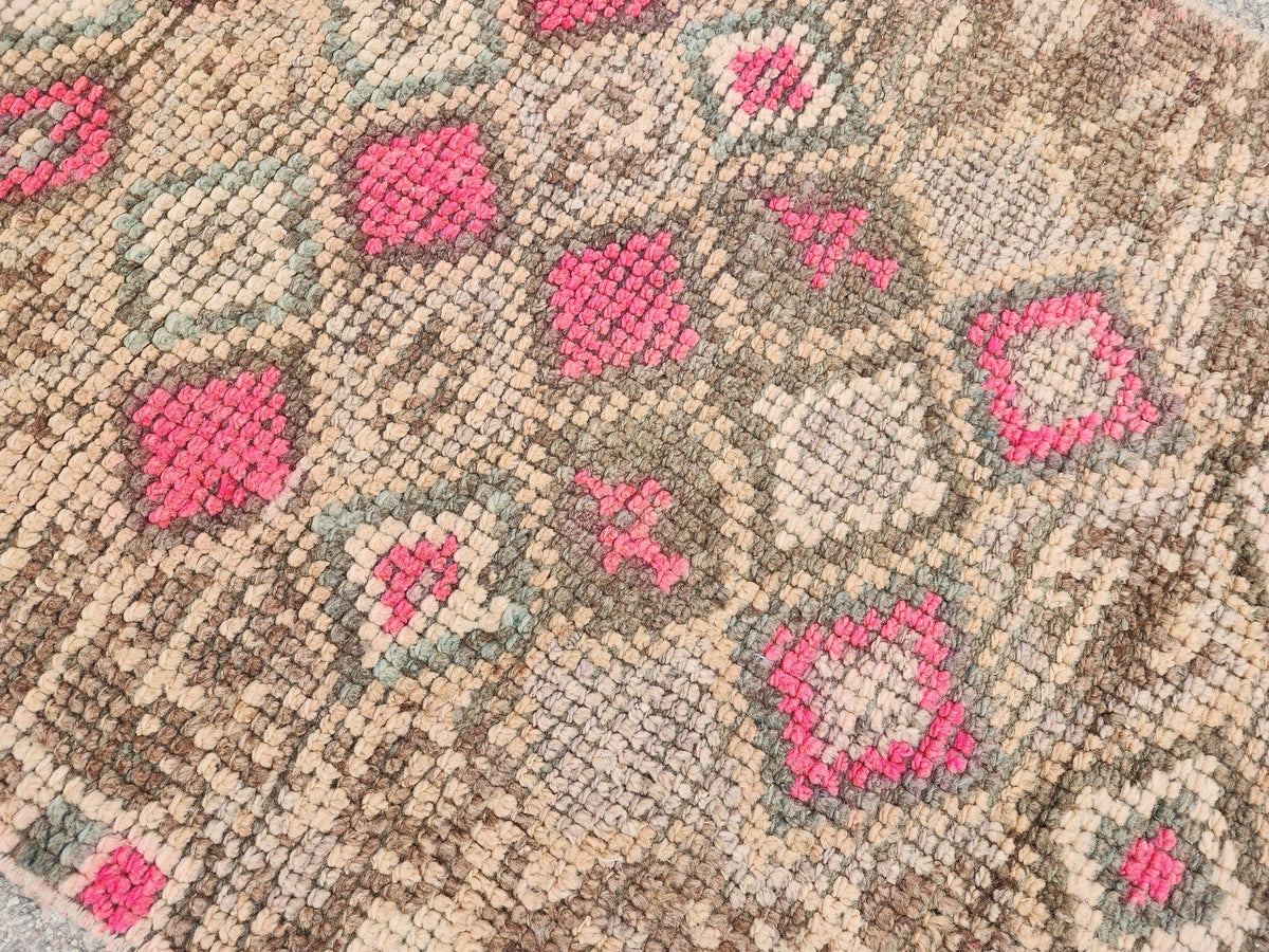 2x13 Geometric Herki Runner Rug, Oriental Hand Made, Stair Wool Soft Runner