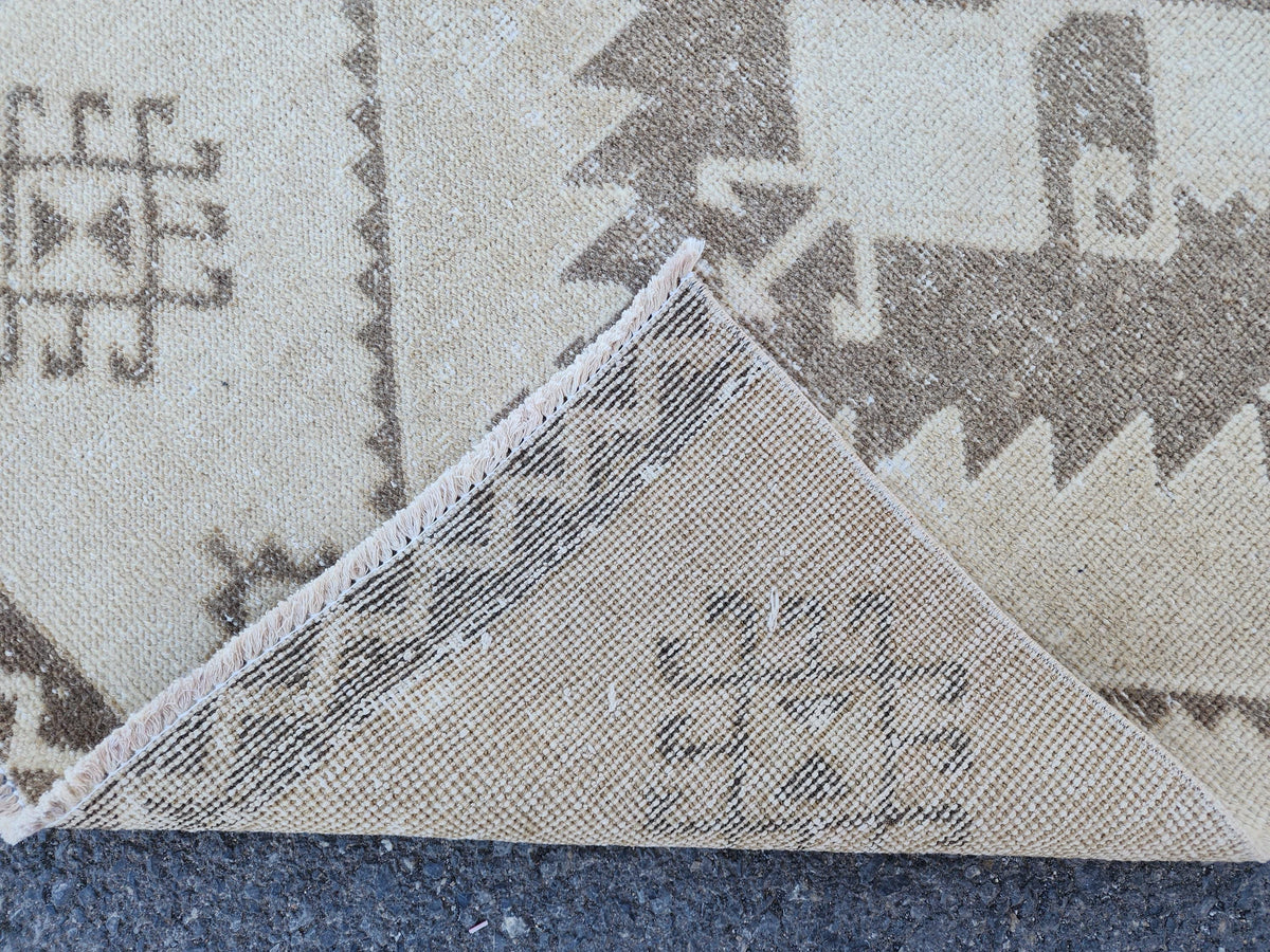 Neutral Runner Rug 2.7x12.7 ft, Oriental Living Room Decor, Hallway Boho Decor, Gift For Mom