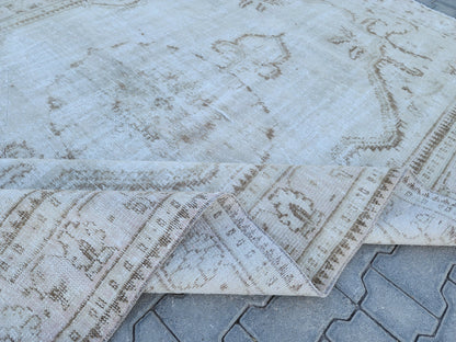 6x9 Wool Neutral Rug, Beige and White Wool Hand Made, Dining Room Decor